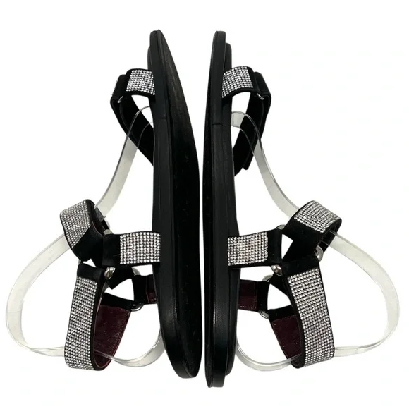 Staud Betty Rhinestone Black Leather Sporty Outdoor Sandals Womens 40 - Picture 10 of 14